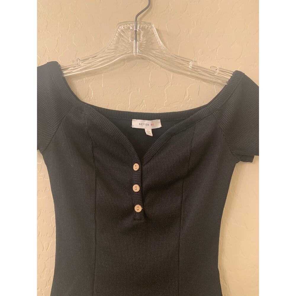 Better Be Black Sweetheart Neckline Ribbed Bodysuit, Size Small - Picture 7 of 12